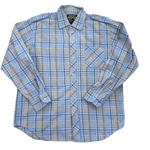 Big Rock Canyon Plaid Rugged Wear Flannel Long Sleeve Shirt Men Medium